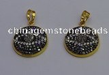 NGP6890 20mm - 22mm coin druzy agate pendants wholesale