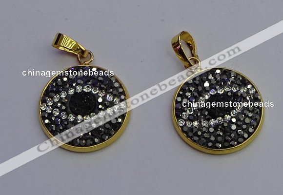 NGP6891 20mm - 22mm coin druzy agate pendants wholesale