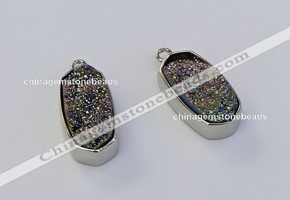 NGP6899 10*22mm - 12*25mm freeform plated druzy quartz pendants