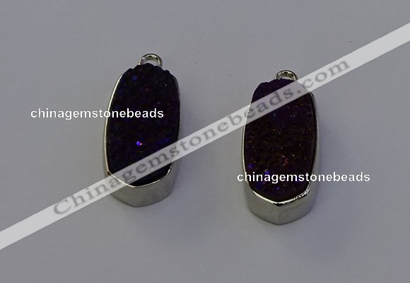 NGP6901 10*22mm - 12*25mm freeform plated druzy quartz pendants