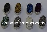 NGP6904 10*22mm - 12*25mm freeform plated druzy quartz pendants