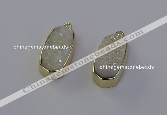 NGP6906 10*22mm - 12*25mm freeform plated druzy quartz pendants