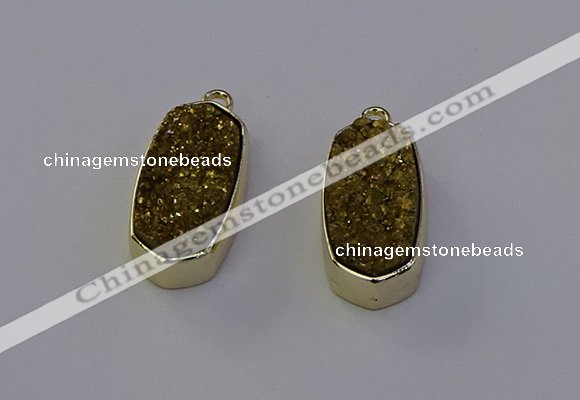 NGP6908 10*22mm - 12*25mm freeform plated druzy quartz pendants