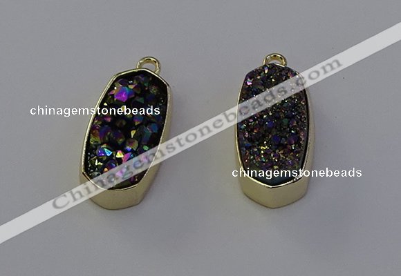 NGP6910 10*22mm - 12*25mm freeform plated druzy quartz pendants