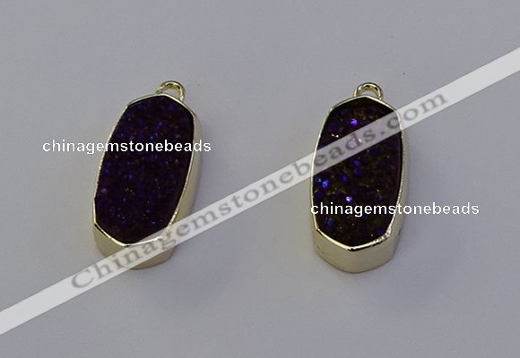 NGP6912 10*22mm - 12*25mm freeform plated druzy quartz pendants