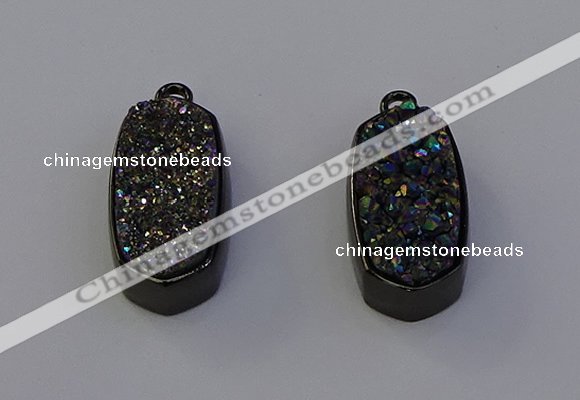 NGP6921 10*22mm - 12*25mm freeform plated druzy quartz pendants