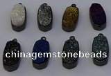 NGP6926 10*22mm - 12*25mm freeform plated druzy quartz pendants