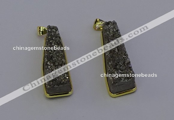 NGP6930 10*30mm - 12*35mm trapezoid plated druzy quartz pendants