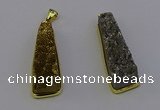 NGP6932 10*30mm - 12*35mm trapezoid plated druzy quartz pendants