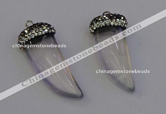 NGP6972 12*40mm - 15*45mm horn white crystal pendants wholesale