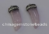 NGP6973 12*40mm - 15*45mm horn rose quartz pendants wholesale