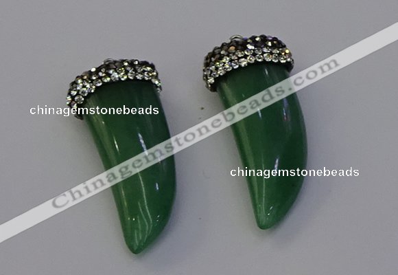 NGP6979 12*40mm - 15*45mm horn green aventurine pendants wholesale