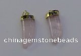 NGP6993 12*40mm - 15*45mm horn rose quartz pendants wholesale