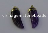 NGP6995 12*40mm - 15*45mm horn amethyst pendants wholesale