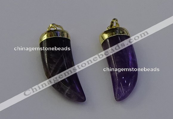 NGP6995 12*40mm - 15*45mm horn amethyst pendants wholesale