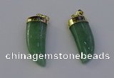 NGP6999 12*40mm - 15*45mm horn green aventurine pendants wholesale