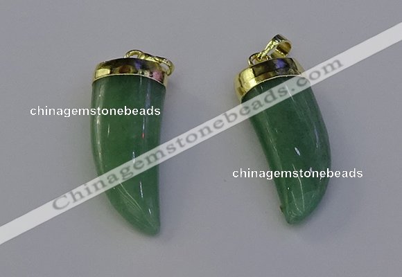 NGP6999 12*40mm - 15*45mm horn green aventurine pendants wholesale