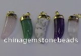 NGP7008 12*40mm - 15*45mm horn mixed gemstone pendants