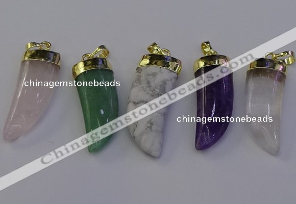 NGP7008 12*40mm - 15*45mm horn mixed gemstone pendants