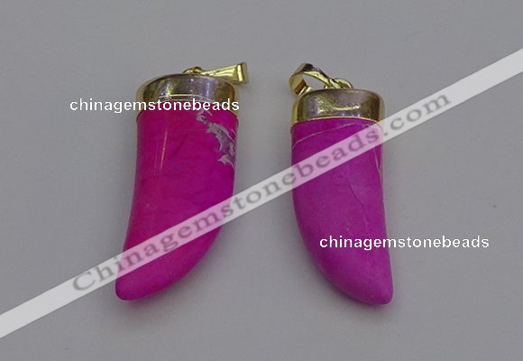 NGP7025 12*35mm - 14*40mm horn white howlite turquoise pendants