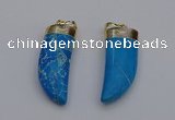 NGP7026 12*35mm - 14*40mm horn white howlite turquoise pendants
