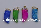 NGP7029 12*35mm - 14*40mm horn white howlite turquoise pendants