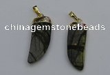 NGP7040 12*35mm - 14*40mm horn black water jasper pendants