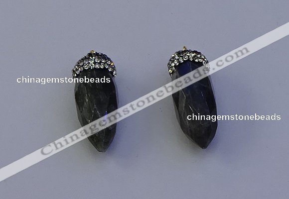 NGP7070 12*30mm - 15*35mm faceted bullet labradorite pendants
