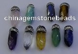 NGP7075 12*30mm - 15*35mm faceted bullet mixed gemstone pendants