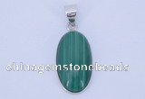 NGP708 12*24mm oval natural malachite with sterling silver pendant