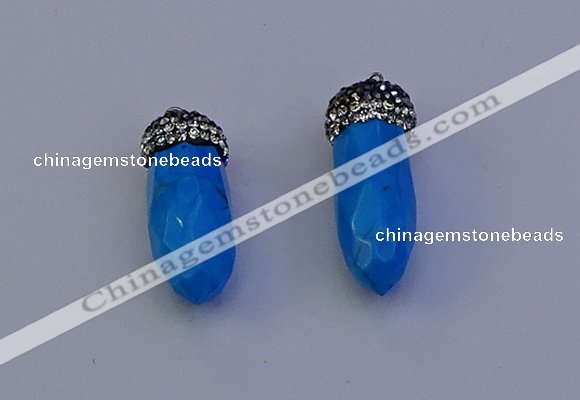 NGP7082 12*30mm - 15*35mm faceted bullet white howlite turquoise pendants