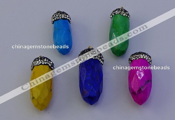 NGP7086 12*30mm - 15*35mm faceted bullet white howlite turquoise pendants