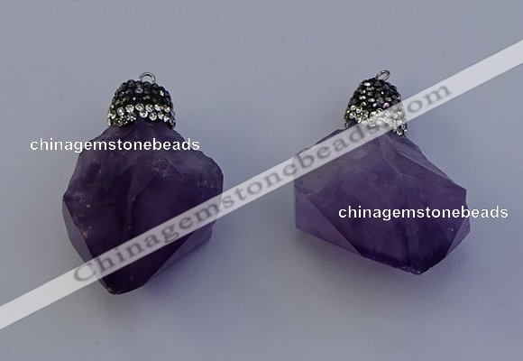 NGP7088 25*35mm - 28*45mm faceted nuggets amethyst pendants