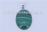 NGP709 16*24mm oval natural malachite with sterling silver pendant