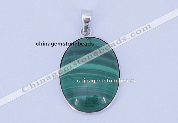 NGP709 16*24mm oval natural malachite with sterling silver pendant