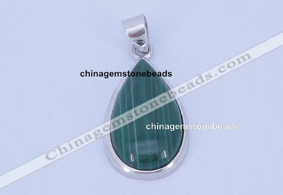 NGP710 14*37mm teardrop natural malachite with sterling silver pendant