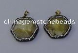 NGP7113 30*30mm hexagon citrine gemstone pendants wholesale