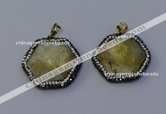 NGP7113 30*30mm hexagon citrine gemstone pendants wholesale