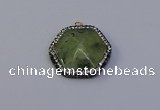 NGP7117 30*30mm hexagon green qutilated quartz pendants wholesale