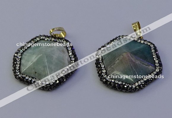 NGP7120 30*30mm hexagon amazonite gemstone pendants wholesale