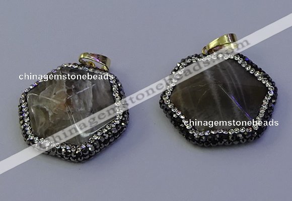 NGP7122 30*30mm hexagon moonstone gemstone pendants wholesale