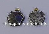 NGP7124 30*30mm hexagon labradorite gemstone pendants wholesale