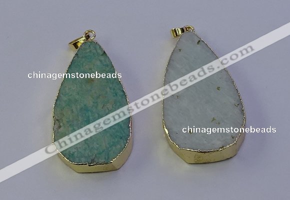 NGP7135 25*50mm - 28*55mm freeform amazonite gemstone pendants