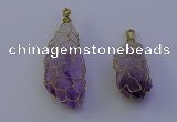 NGP7147 20*40mm - 30*45mm faceted nuggets amethyst pendants