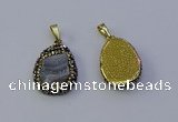 NGP7151 20*25mm freeform druzy agate pendants wholesale