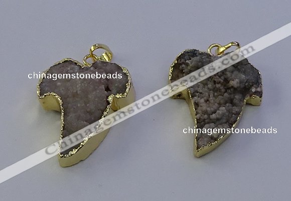 NGP7153 25*35mm teeth-shaped druzy agate pendants wholesale