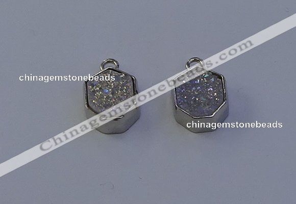 NGP7155 12*15mm plated druzy agate pendants wholesale