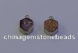 NGP7156 12*15mm plated druzy agate pendants wholesale