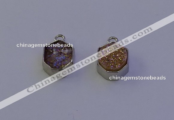 NGP7156 12*15mm plated druzy agate pendants wholesale