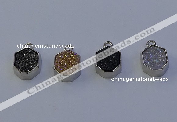 NGP7159 12*15mm plated druzy agate pendants wholesale